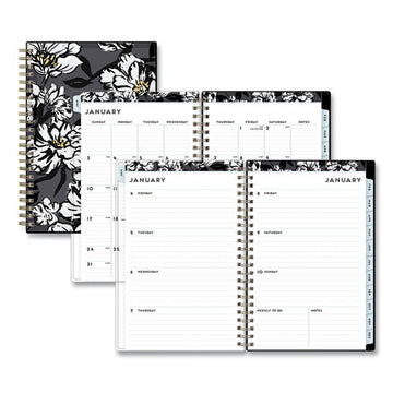 Blue Sky® Baccara Dark Create-your-own Cover Weekly-monthly Planner, Floral, 8 X 5, Gray-black-gold Cover, 12-month (jan-dec): 2022 freeshipping - TVN Wholesale